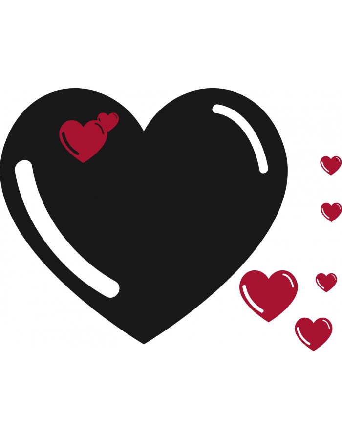 Αυτοκόλλητος μαυροπίνακας Μεγάλη καρδιά με μικρότερες καρδούλες