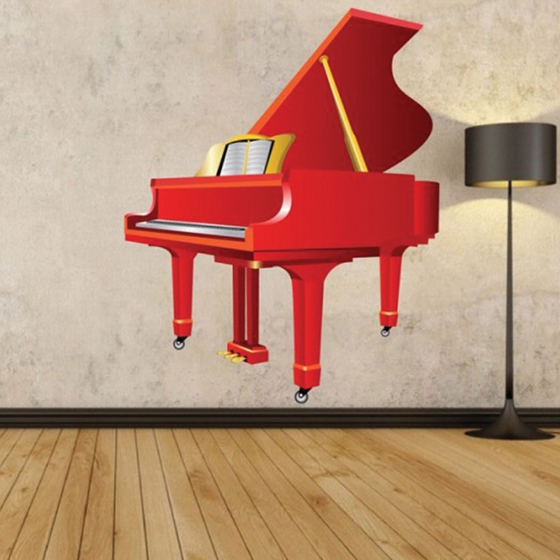 Αυτοκόλλητο τοίχου με Μουσική με κόκκινο πιάνο
