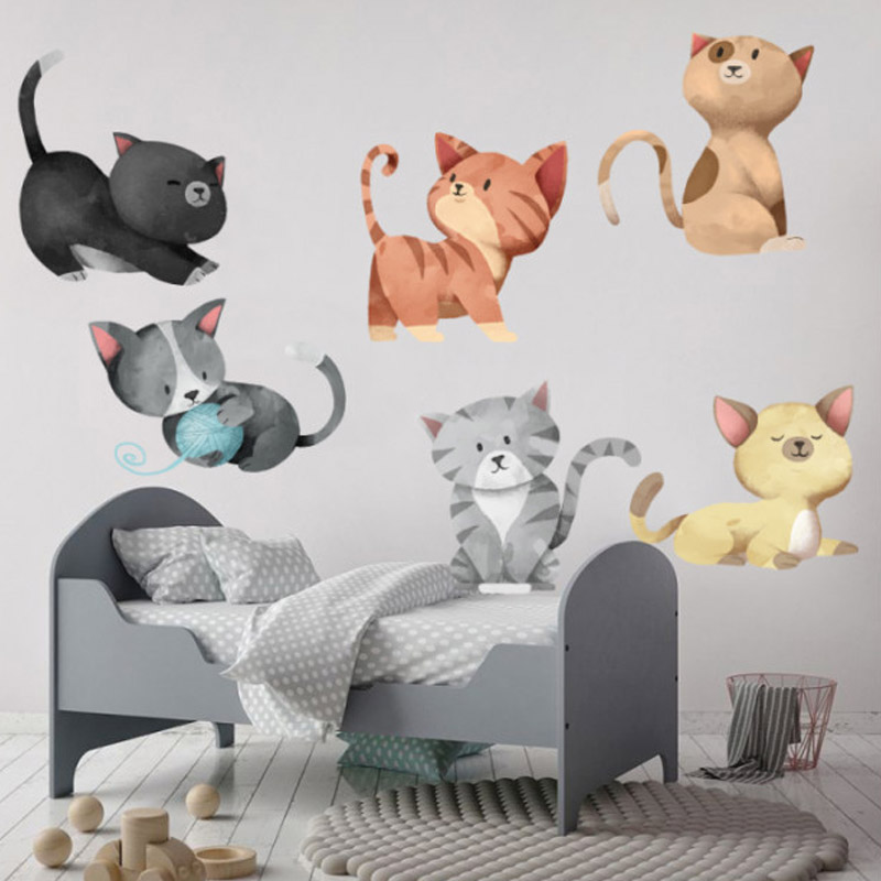 Αυτοκόλλητο τοίχου Παιδικά με χαριτωμένα γατάκια