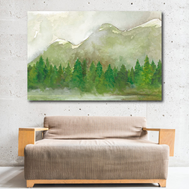 Πίνακας σε καμβά με Ζωγραφική με δάσος στο βουνό