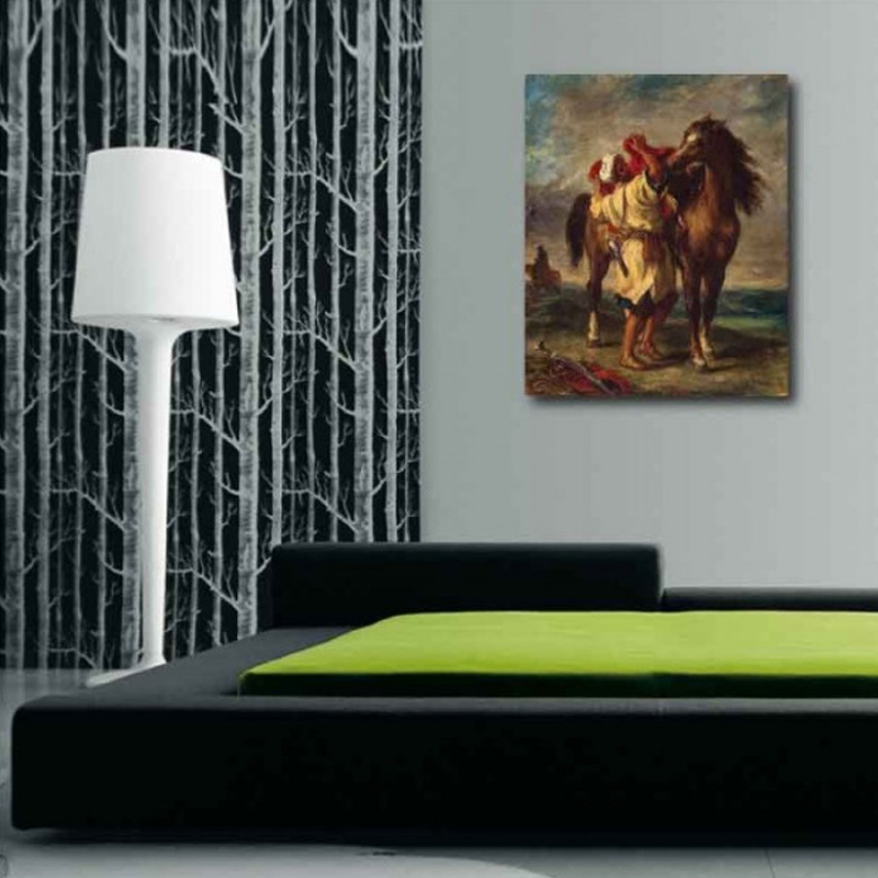 Πίνακας σε καμβά Eugene Delacroix - Moroccan Saddles His Horse - 1855