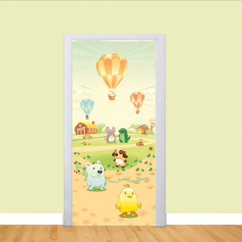 Αυτοκόλλητο πόρτας με Ζωάκια και Αερόστατα