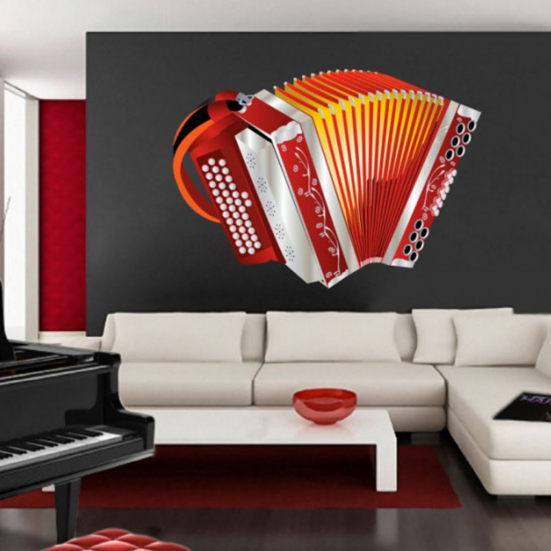 Αυτοκόλλητο τοίχου με Μουσική με ακορντεόν κόκκινο