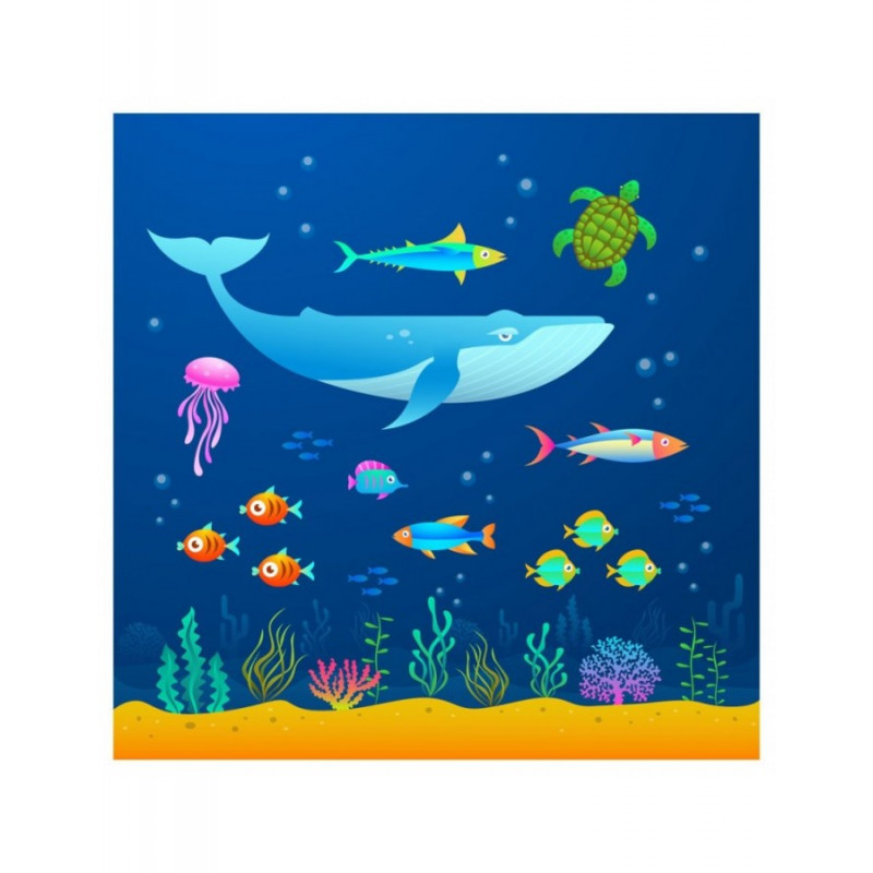 Παιδικός πίνακας σε καμβά με τη θαλάσσια ζωή