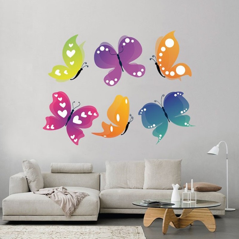 Αυτοκόλλητο τοίχου με Πεταλούδες διάφορα χρώματα
