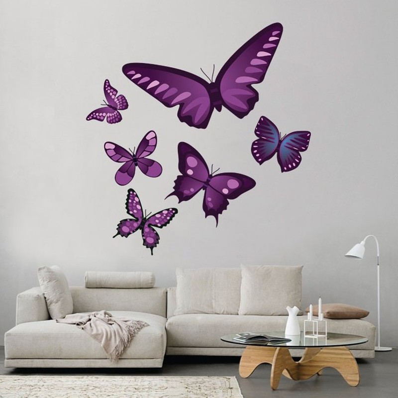 Αυτοκόλλητο τοίχου με Πεταλούδες μωβ 1