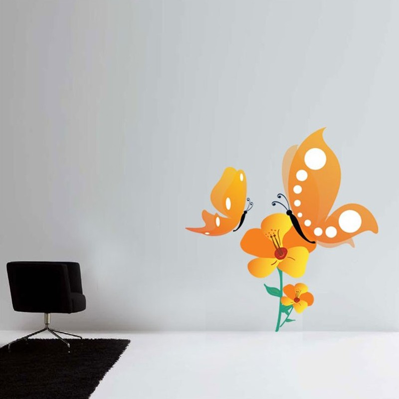 Αυτοκόλλητο τοίχου με Πεταλούδες πορτοκαλί