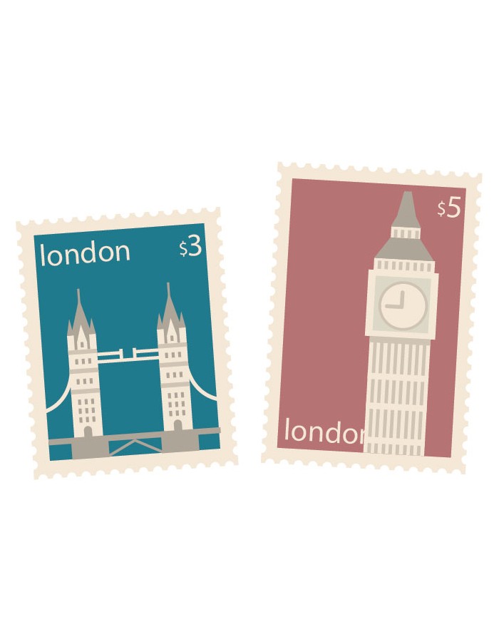 Αυτοκόλλητο τοίχου με Πόλεις γραμματόσημο Λονδίνο