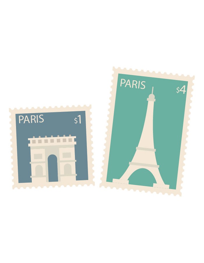 Αυτοκόλλητο τοίχου με Πόλεις γραμματόσημο Παρίσι