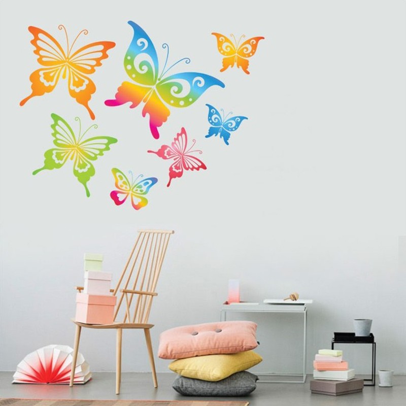Αυτοκόλλητο τοίχου με Πολύχρωμες πεταλούδες