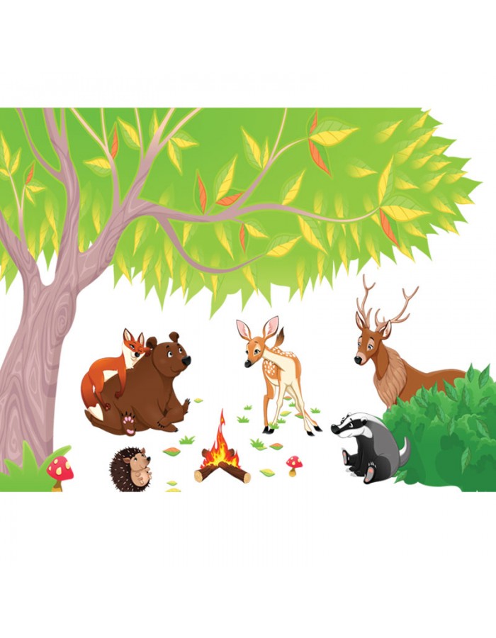 Αυτοκόλλητο τοίχου με ζώα στο δάσος