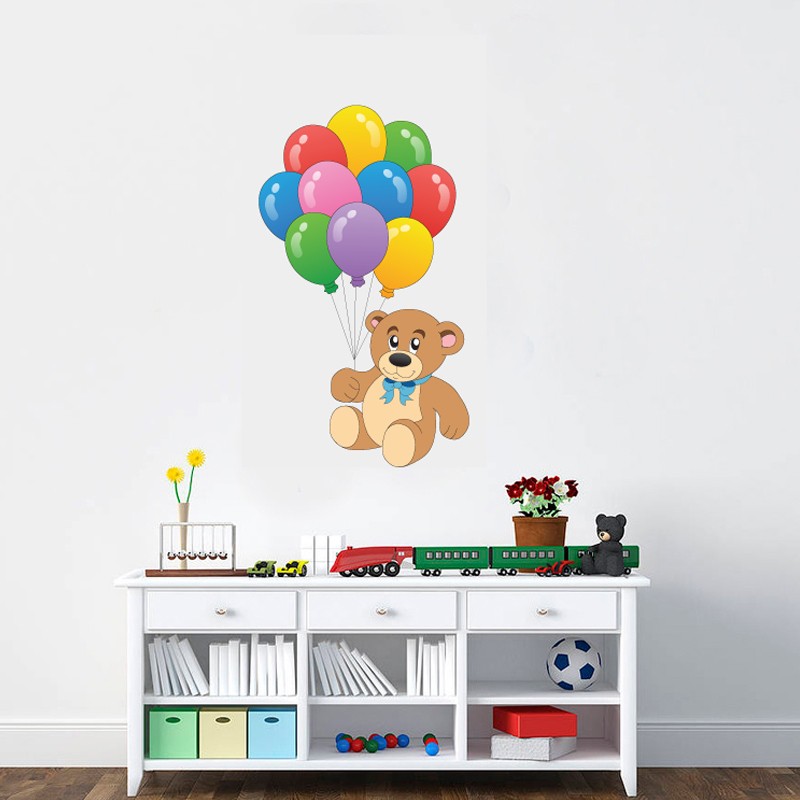 Αυτοκόλλητο τοίχου Παιδικά αρκουδάκι με μπαλόνια