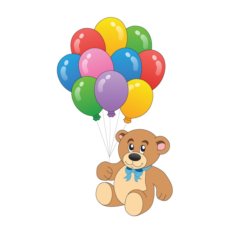 Αυτοκόλλητο τοίχου Παιδικά αρκουδάκι με μπαλόνια