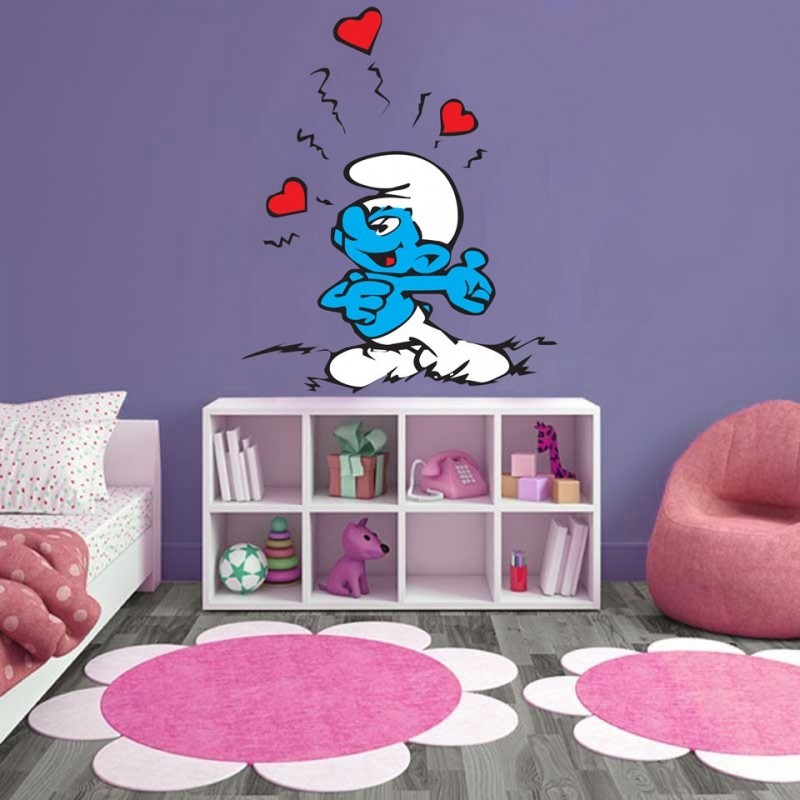 Αυτοκόλλητο τοίχου Παιδικά ερωτευμένο στρουμφάκι