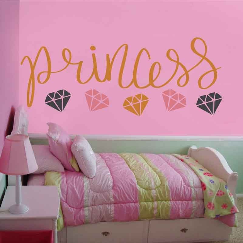 Αυτοκόλλητο τοίχου Princess με διαμάντια