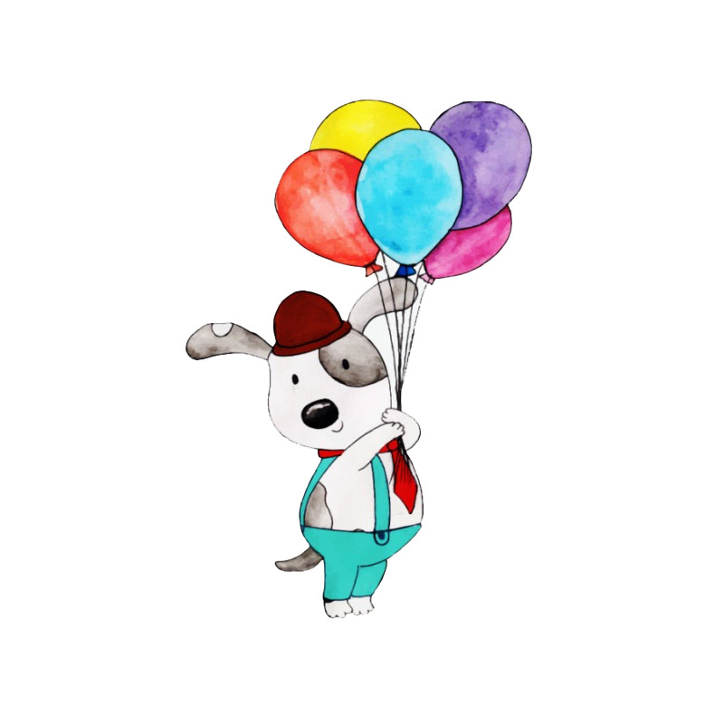 Αυτοκόλλητο Τοίχου Σκυλάκι με Μπαλόνια