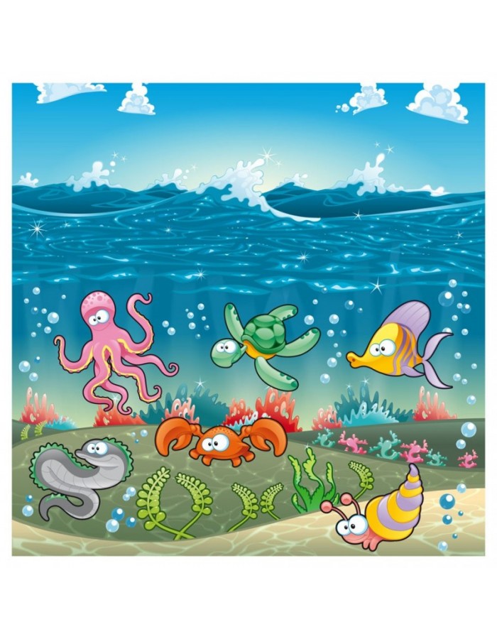 Παιδικός πίνακας σε καμβά με ζώα της θάλασσας