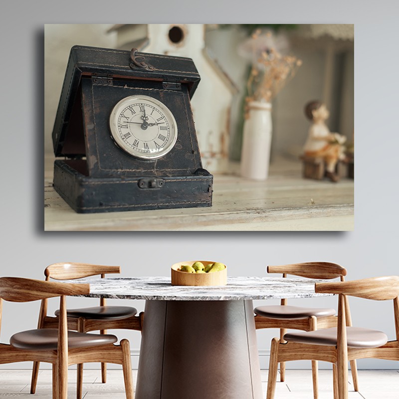 Πίνακας σε καμβά Clock wooden background