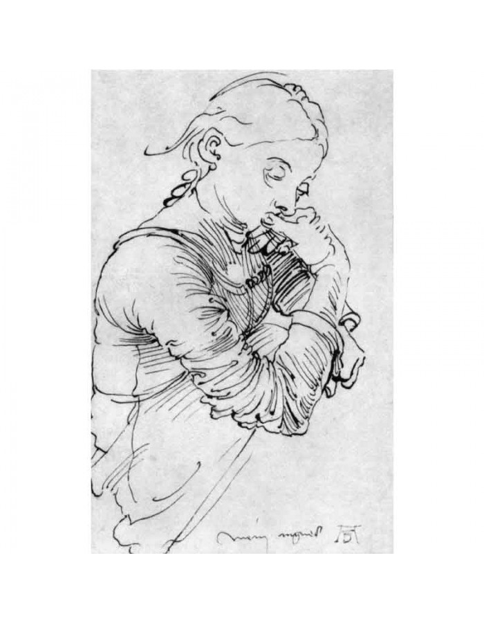 Πίνακας σε καμβά Albrecht Dürer - Sketch of his wife Agnes Frey