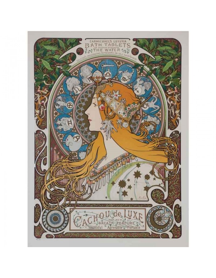 Πίνακας σε καμβά Alphonse Mucha - Zodiac_Calendar_for_La_Pluma(1897)