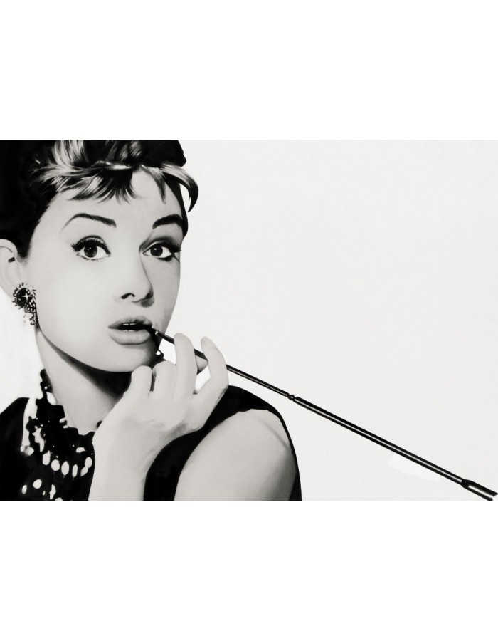 Πίνακας σε καμβά Audrey Hepburn smoke