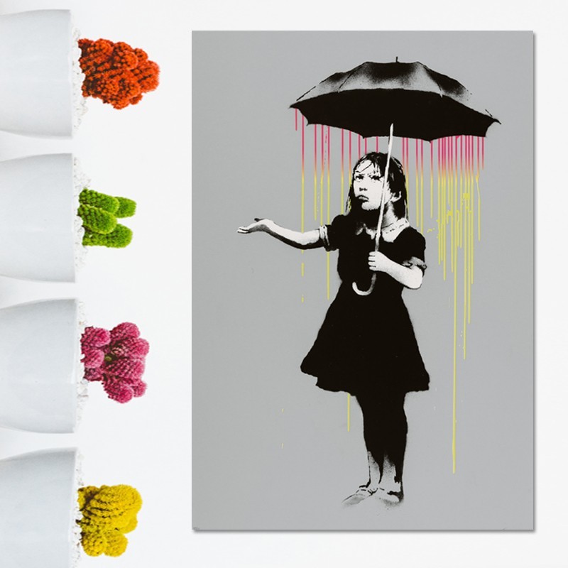 Πίνακας σε καμβά Banksy - Rain Girl