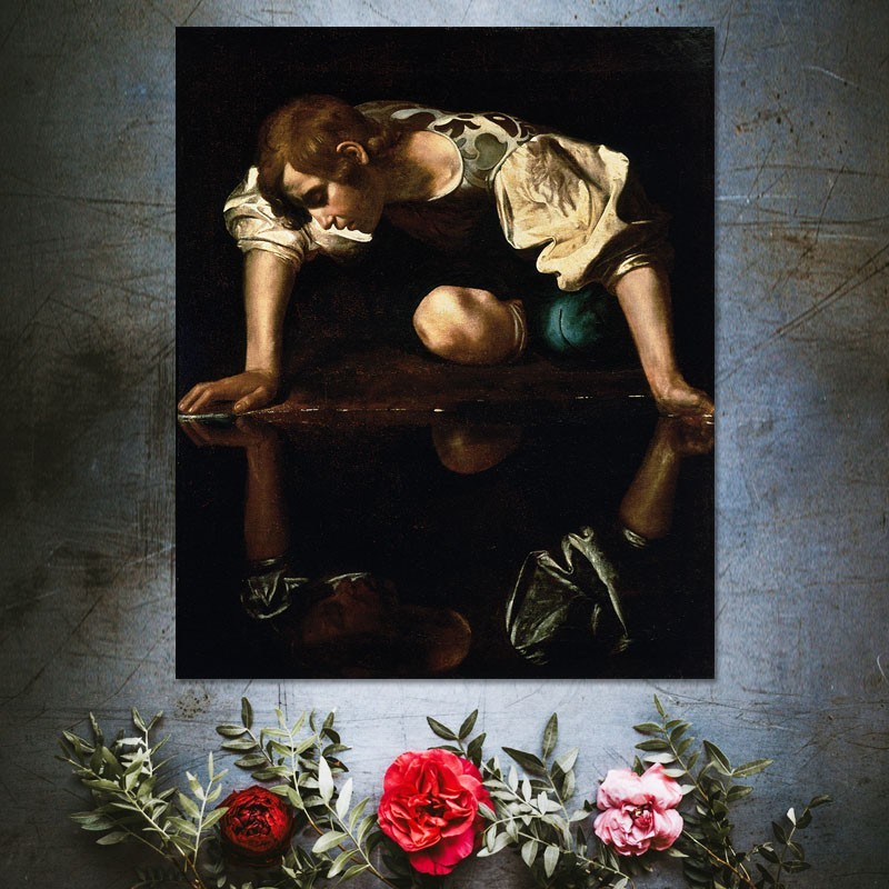 Πίνακας σε καμβά Caravaggio - Narcissus