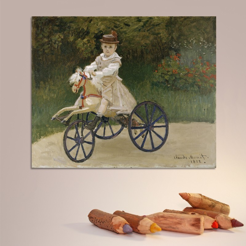 Πίνακας σε καμβά Claude Monet - Jean  Monet on his Hobby Horse