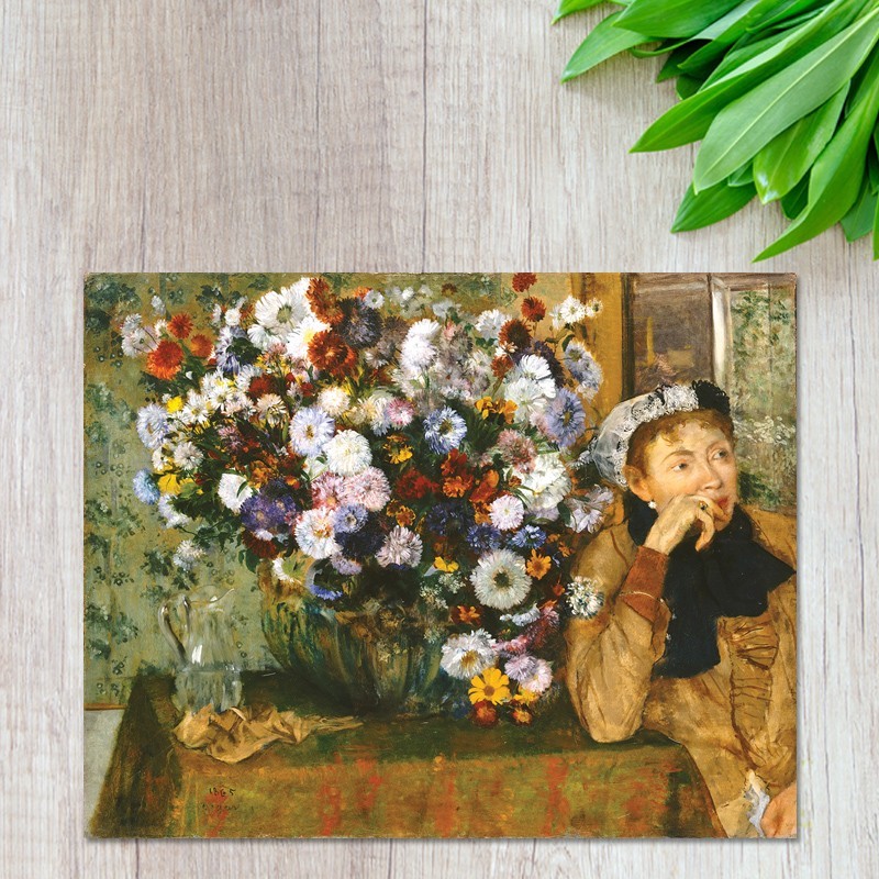 Πίνακας σε καμβά Degas - A Woman Seated beside a Vase of Flowers