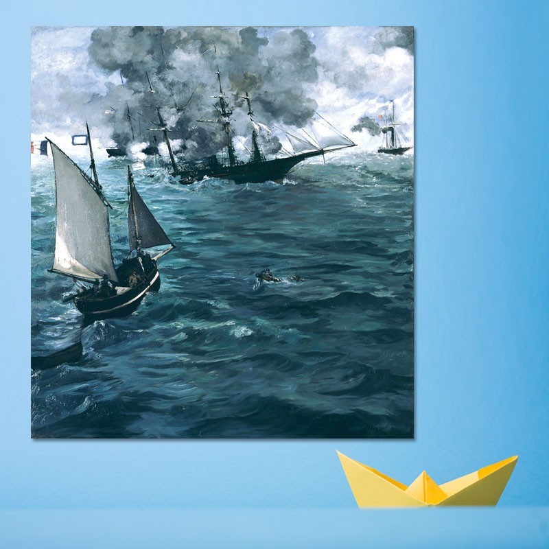 Πίνακας σε καμβά Edouard Manet - French the battle of the USS