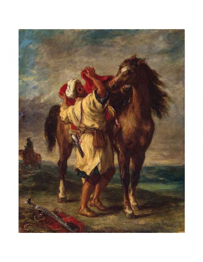 Πίνακας σε καμβά Eugene Delacroix - Moroccan Saddles His Horse - 1855