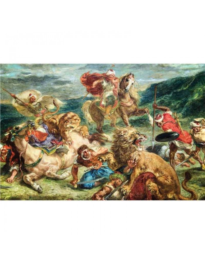 Πίνακας σε καμβά Eugène Delacroix - Lion Hunt - 1860