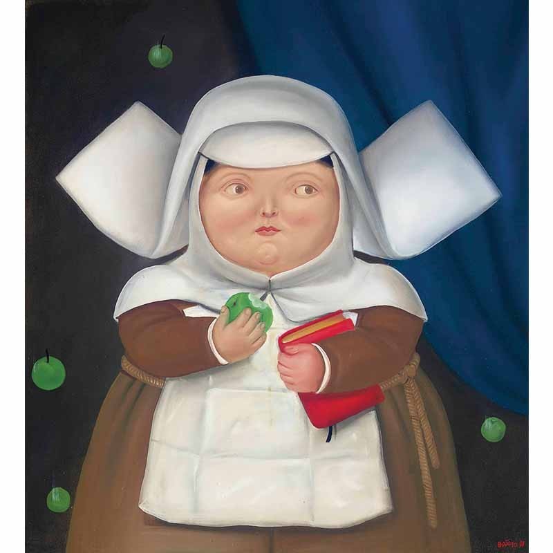 Πίνακας σε καμβά Fernando Botero - Nun Eating an Apple
