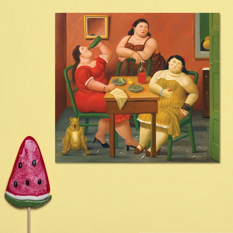 Πίνακας σε καμβά Fernando Botero - Three Woman Drinking