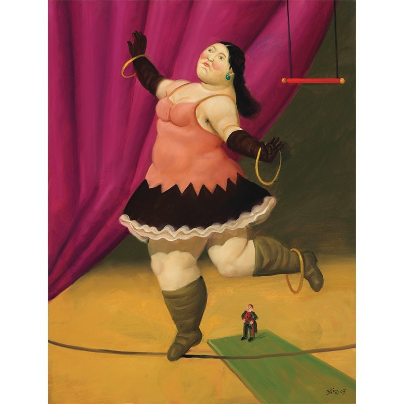 Πίνακας σε καμβά Fernando Botero - Tightrope Walker