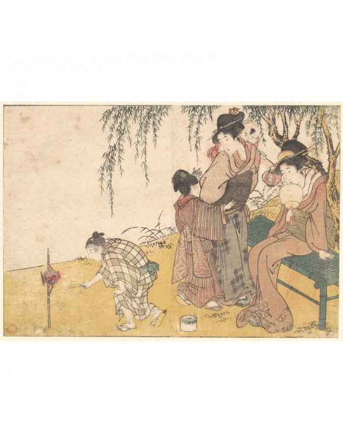 Πίνακας σε καμβά Kitagawa Utamaro - A Child Lighting Fireworks (1801)