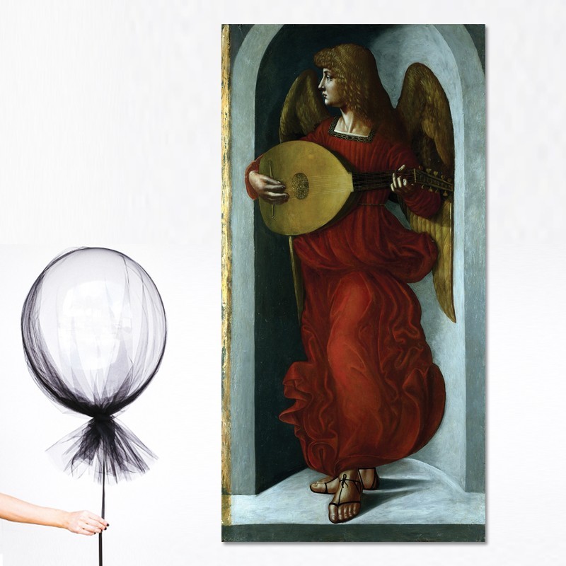 Πίνακας σε καμβά Leonardo da Vinci - Angel in red with a Lute