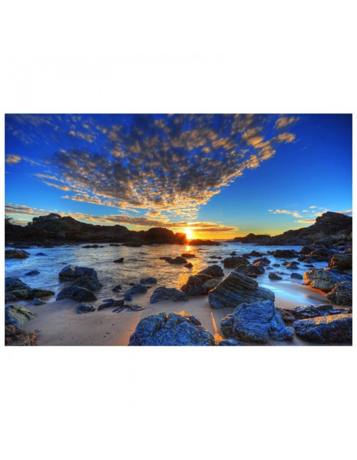 Πίνακας σε καμβά με Θάλασσα με ηλιοβασίλεμα στα βράχια