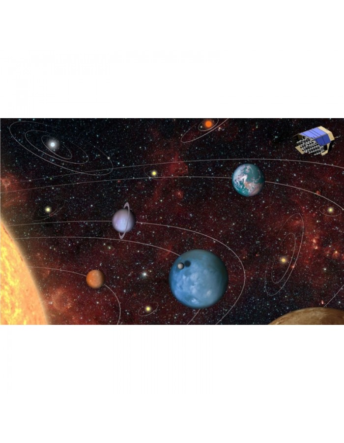 Πίνακας σε καμβά με διάστημα με ήλιο και πλανήτες