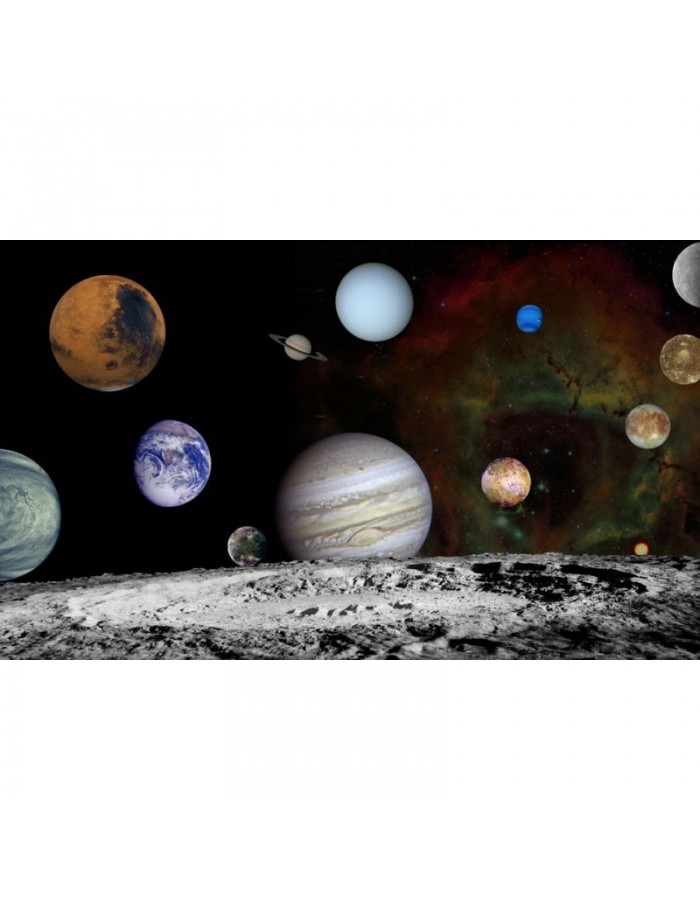 Πίνακας σε καμβά με διάστημα με τη γη και τους πλανήτες