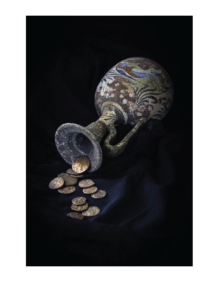 Πίνακας σε καμβά με Ελλάδα με αμφορέα και νομίσματα