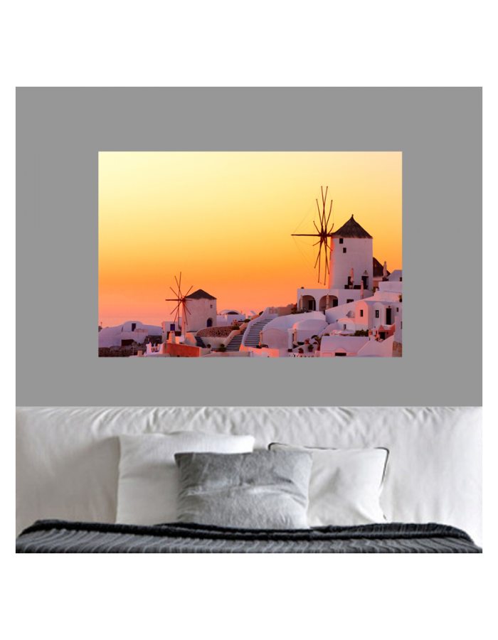 Πίνακας σε καμβά με Ελλάδα με ηλιοβασίλεμα στην Οία
