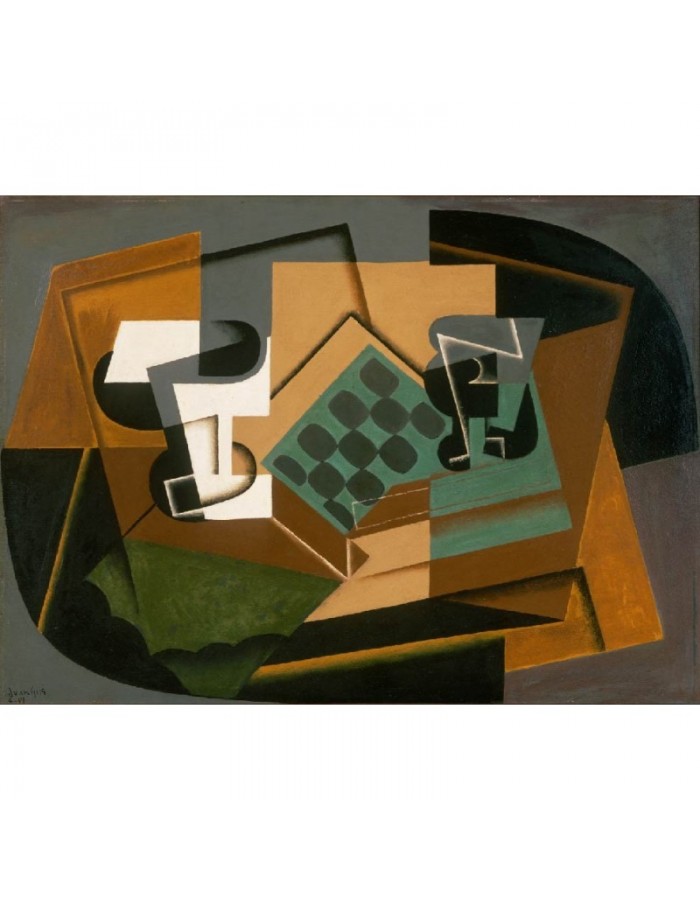 Πίνακας σε καμβά με Ζωγραφική Juan Gris Chessboard Glass and Dish