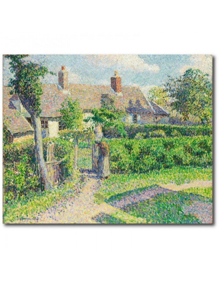 Πίνακας σε καμβά με Ζωγραφική του Camille Pissarro Peasants houses