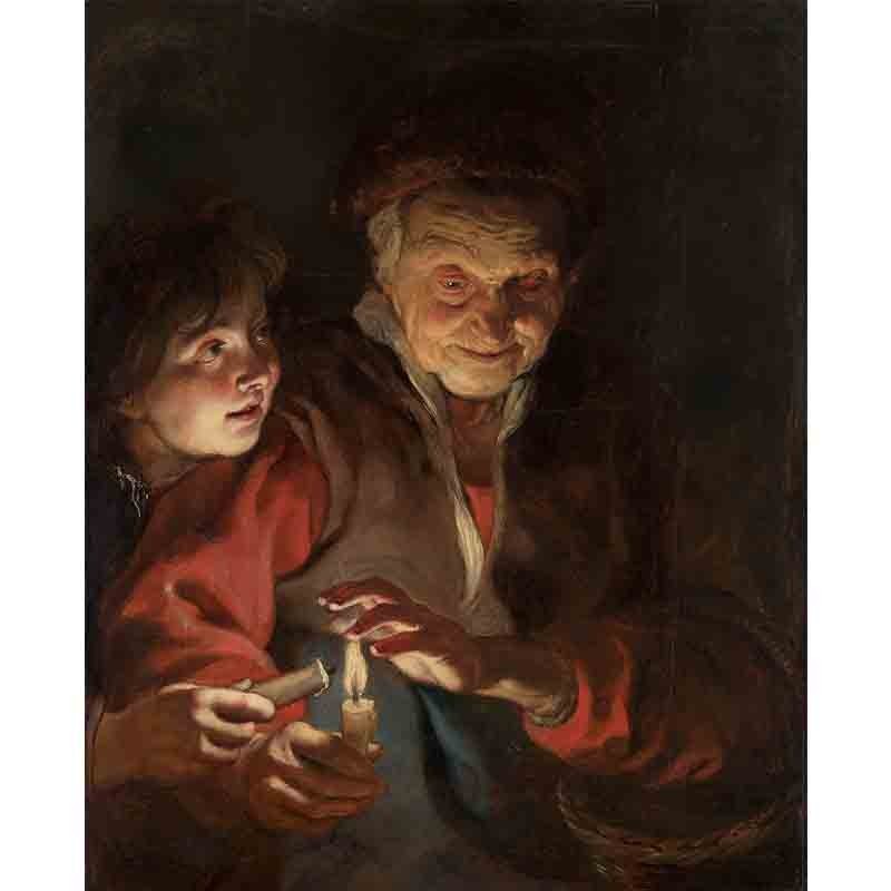 Πίνακας σε καμβά Peter Paul Rubens - Old Woman and Boy with Candles