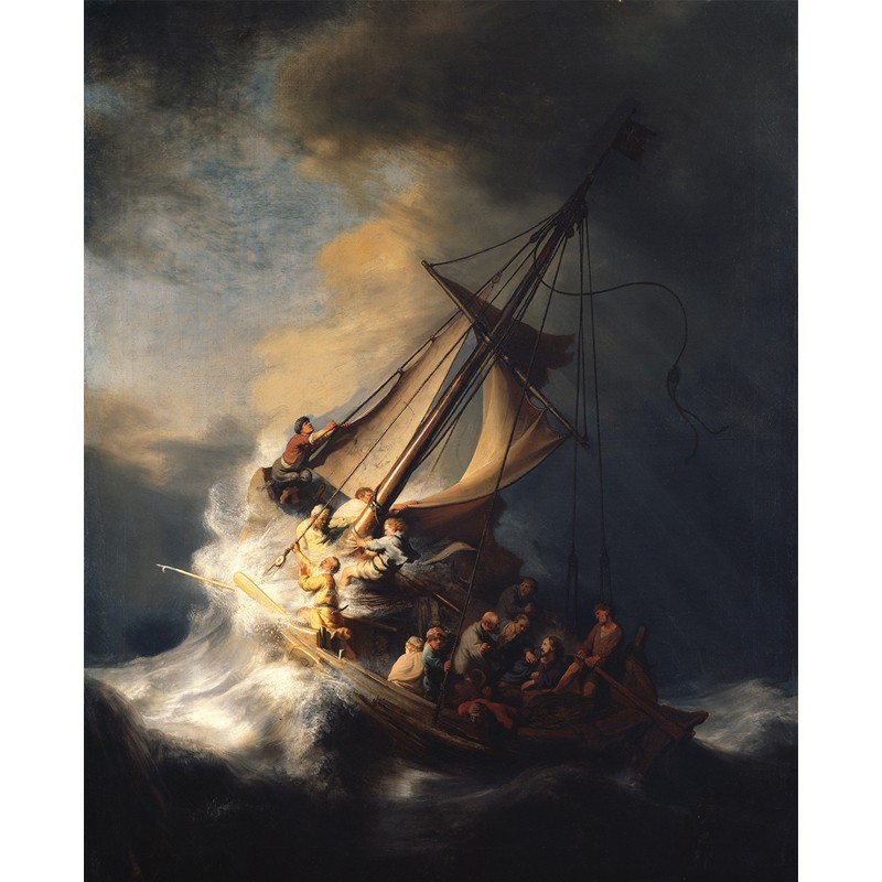 Πίνακας σε καμβά Rembrandt - Christ in the Storm on the Lake of Galilee