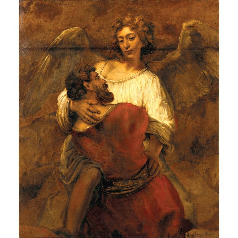 Πίνακας σε καμβά Rembrandt - Jacob Wrestling with the Angel