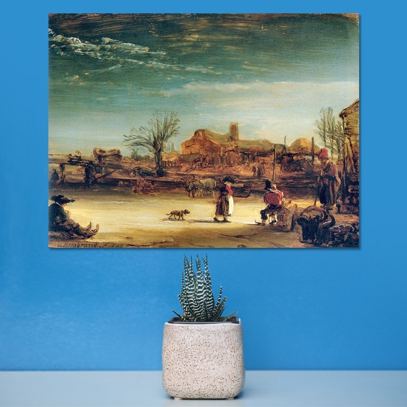 Πίνακας σε καμβά Rembrandt - Paisaje de invierno