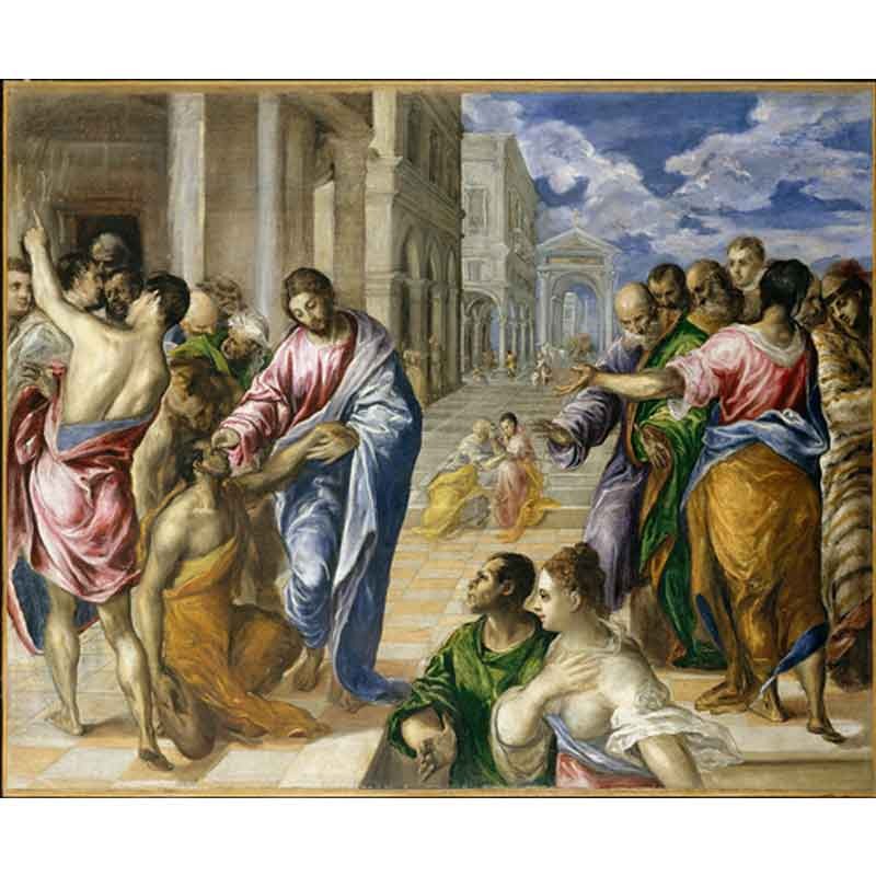 Πίνακας σε καμβά The miracle of Christ-El Greco