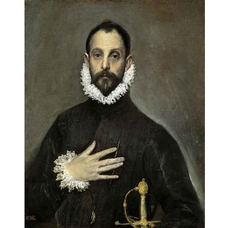 Πίνακας σε καμβά The Nobleman with his hand on his chest-El Greco